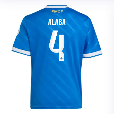 Real Madrid infant third jersey 2526 blue – alaba – 4 Kits - Authentic Fan Merchandise