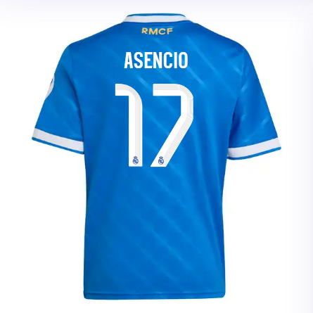 Real Madrid infant third jersey 2526 blue – asencio – 17 Kits - Authentic Fan Merchandise