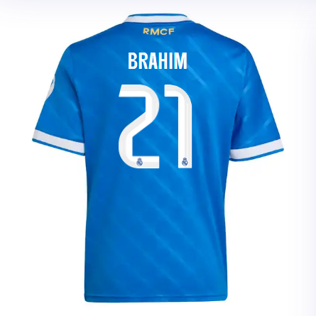 Real Madrid infant third jersey 2526 blue – brahim – 21 Kits - Authentic Fan Merchandise