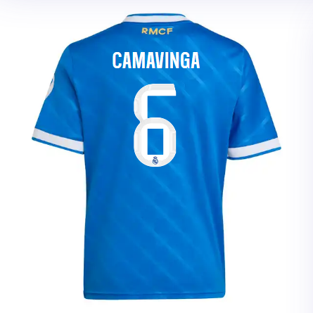 Real Madrid infant third jersey 2526 blue – camavinga – 6 Kits - Authentic Fan Merchandise