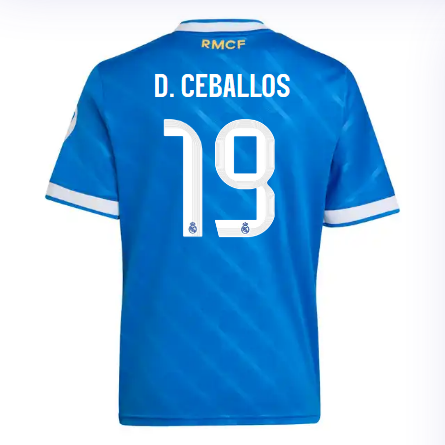Real Madrid infant third jersey 2526 blue – d. ceballos – 19 Kits - Authentic Fan Merchandise