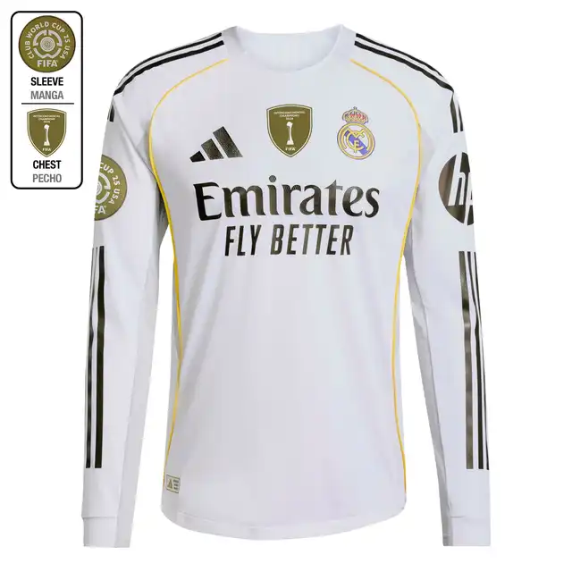 Real Madrid mens authentic home long sleeve jersey 2526 white – club world cup  intercontinental Kits - Authentic Fan Merchandise