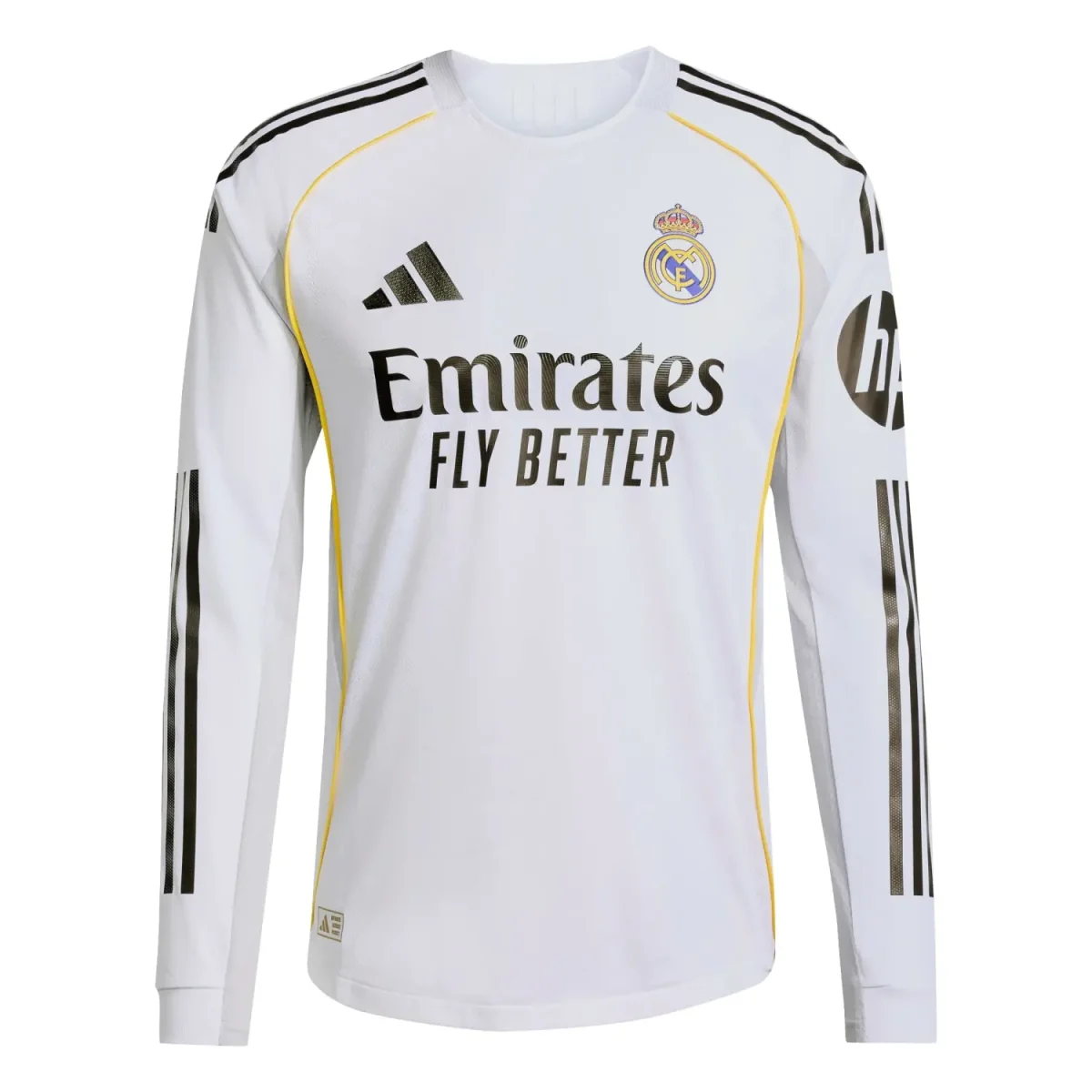Real Madrid mens authentic home long sleeve jersey 2526 white with custom print Kits - Authentic Fan Merchandise