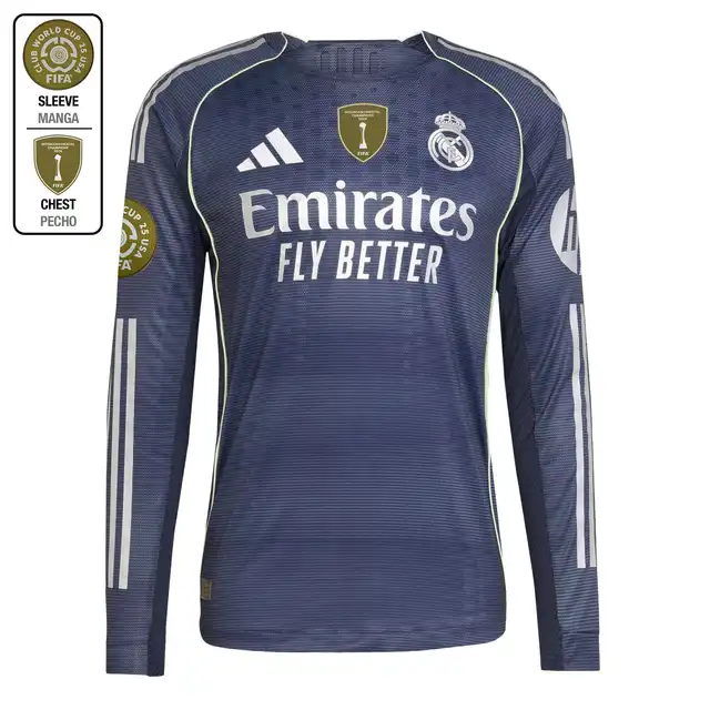 Real Madrid mens away jersey authentic long sleeve 2526 navy blue – club world cup  intercontinental Kits - Authentic Fan Merchandise