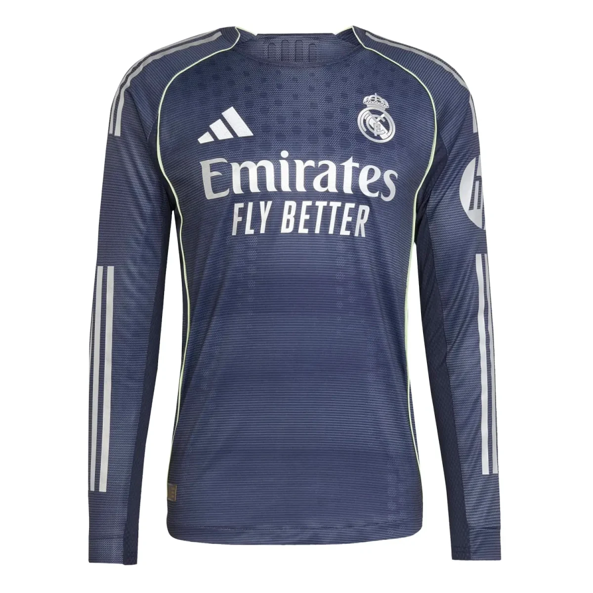 Real Madrid mens away jersey authentic long sleeve 2526 navy blue with custom print Kits - Authentic Fan Merchandise