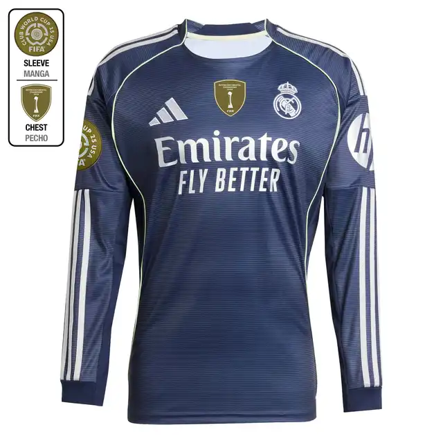 Real Madrid mens away jersey long sleeve 2526 navy blue – club world cup  intercontinental Kits - Authentic Fan Merchandise