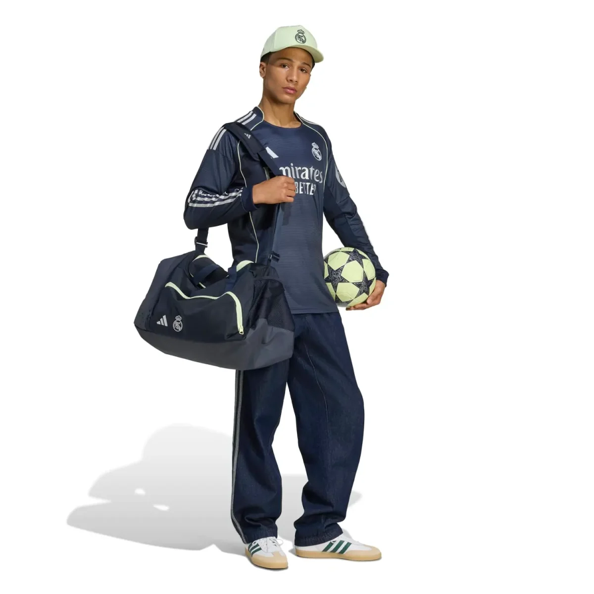 Real Madrid mens away long sleeve jersey 2526 navy with individual print Kits - Authentic Fan Merchandise