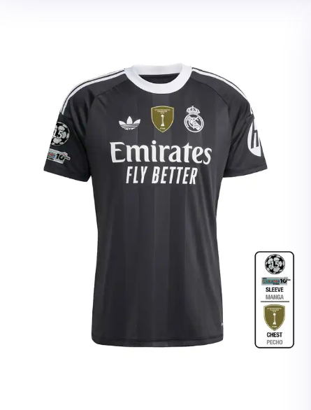 Real Madrid mens goalkeeper jersey 2526 black – champions league  intercontinental Kits - Authentic Fan Merchandise