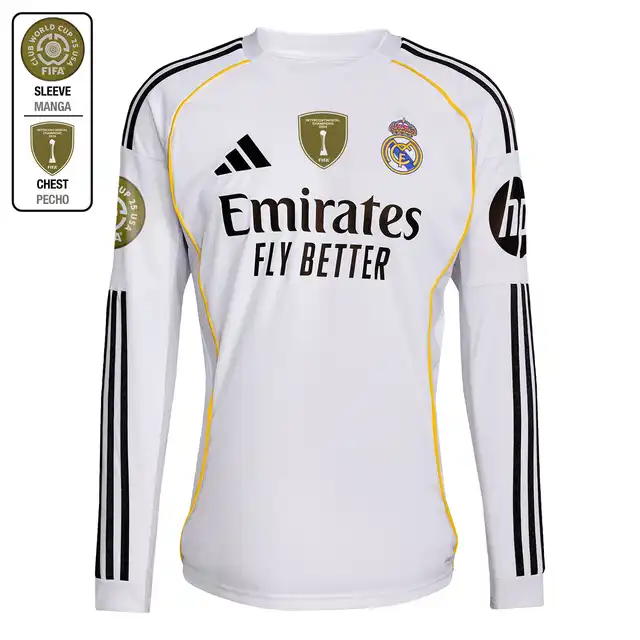 Real Madrid mens home long sleeve jersey 2526 white – club world cup  intercontinental Kits - Authentic Fan Merchandise