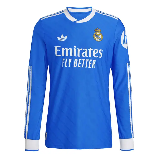 Real Madrid mens third jersey long sleeve replica jersey 2526 blue Kits - Authentic Fan Merchandise