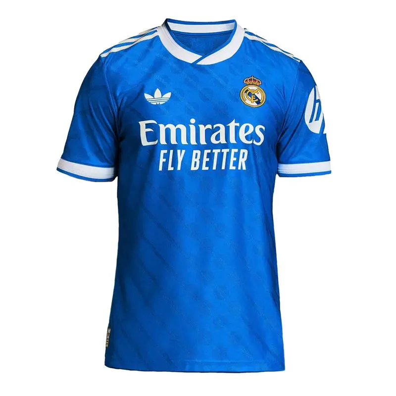 Real Madrid mens third jersey replica jersey 2526 blue Kits - Authentic Fan Merchandise