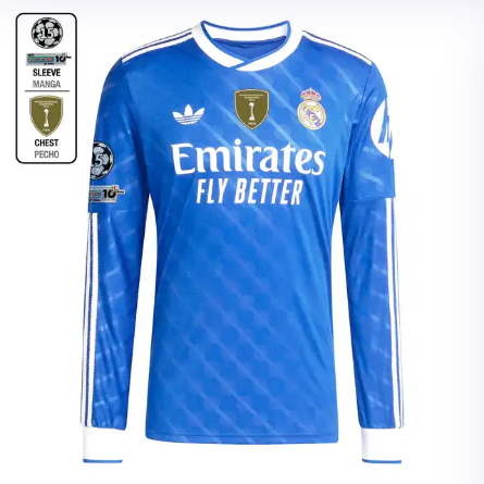 Real Madrid mens third long sleeve jersey 2526 blue – champions league  intercontinental Kits - Authentic Fan Merchandise