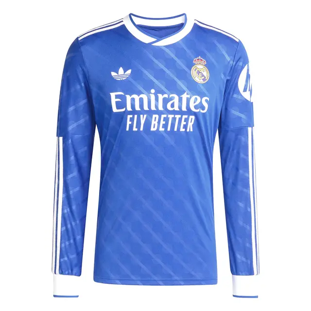Real Madrid mens third long sleeve jersey jersey 2526 blue with individual print Kits - Authentic Fan Merchandise