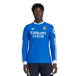 Real Madrid mens third long sleeve jersey replica jersey 2526 blue – champions league  intercontinental with individual print Kits - Authentic Fan Merchandise