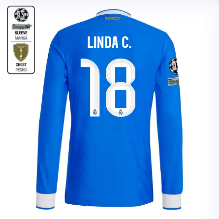 Real Madrid mens third long sleeve replica jersey 2526 blue – linda c. – 18 – champions league  intercontinental Kits - Authentic Fan Merchandise