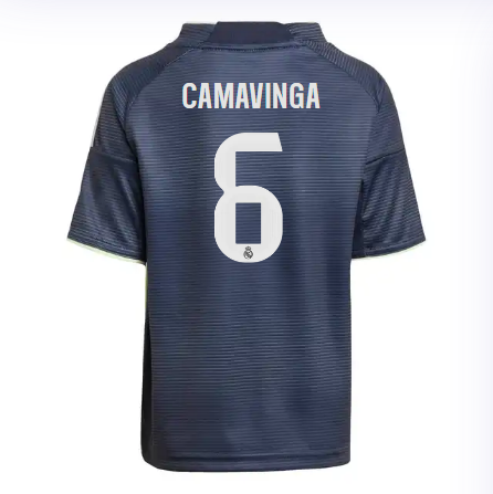 Real Madrid mini-kit away jersey set 2526 navy blue – camavinga – 6 Kits - Authentic Fan Merchandise