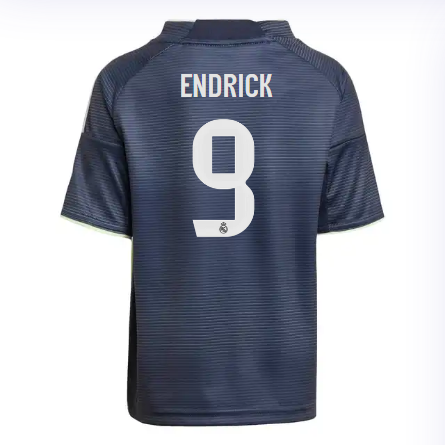 Real Madrid mini-kit away jersey set 2526 navy blue – endrick – 9 Kits - Authentic Fan Merchandise
