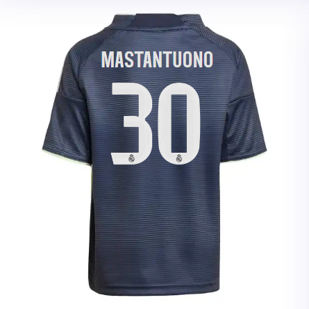 Real Madrid mini-kit away jersey set 2526 navy blue – mastantuono – 30 Kits - Authentic Fan Merchandise