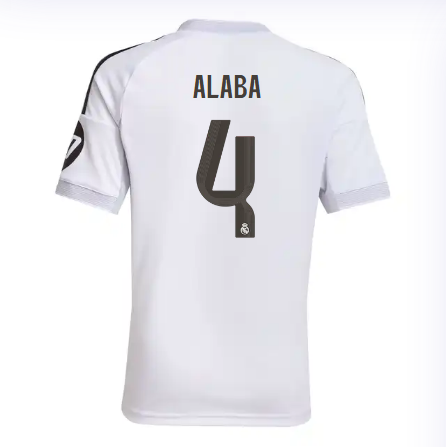 Real Madrid mini-kit home jersey set 2526 white – alaba – 4 Kits - Authentic Fan Merchandise