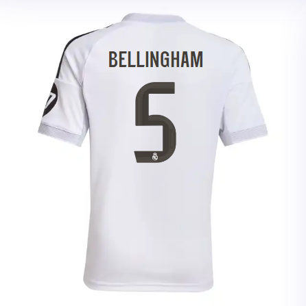 Real Madrid mini-kit home jersey set 2526 white – bellingham – 5 Kits - Authentic Fan Merchandise