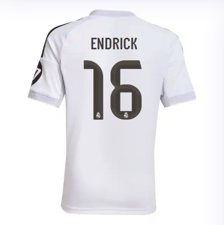 Real Madrid mini-kit home jersey set 2526 white – endrick – 16 Kits - Authentic Fan Merchandise