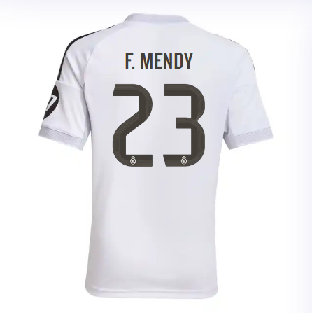 Real Madrid mini-kit home jersey set 2526 white – f. mendy – 23 Kits - Authentic Fan Merchandise
