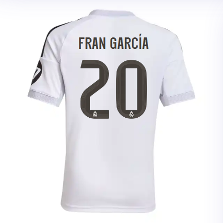 Real Madrid mini-kit home jersey set 2526 white – fran garcía – 20 Kits - Authentic Fan Merchandise