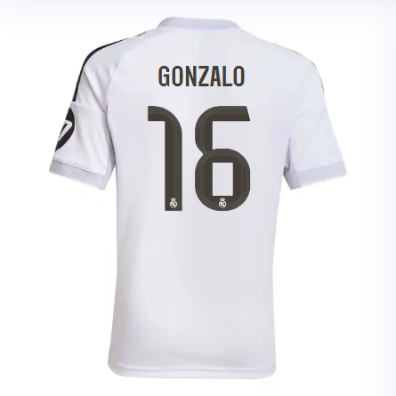 Real Madrid mini-kit home jersey set 2526 white – gonzalo – 16 Kits - Authentic Fan Merchandise