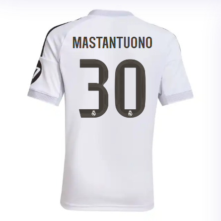 Real Madrid mini-kit home jersey set 2526 white – mastantuono – 30 Kits - Authentic Fan Merchandise