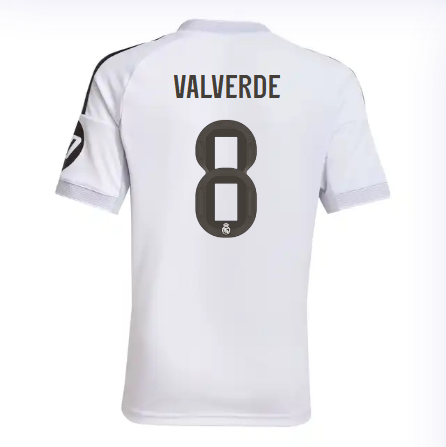 Real Madrid mini-kit home jersey set 2526 white – valverde – 8 Kits - Authentic Fan Merchandise