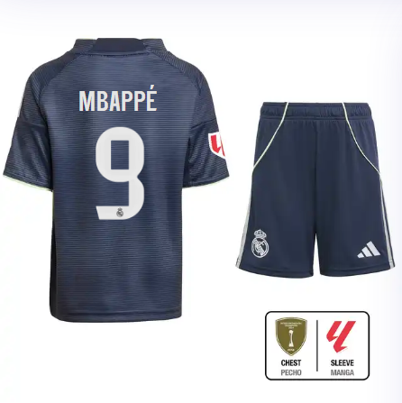 Real Madrid youth away jersey set 2526 navy blue – mbappé – 9 – la liga  intercontinental Kits - Authentic Fan Merchandise