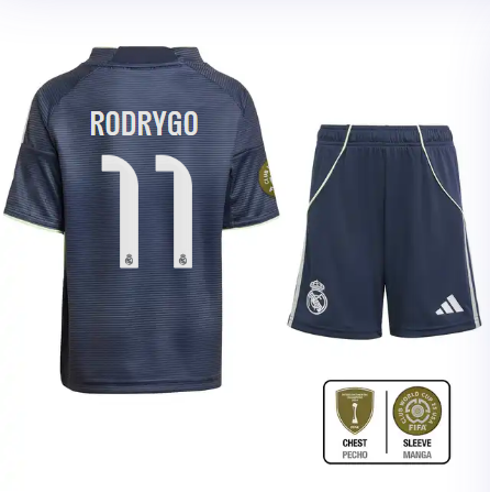 Real Madrid youth away jersey set 2526 navy blue – rodrygo – 11 – club world cup  intercontinental Kits - Authentic Fan Merchandise