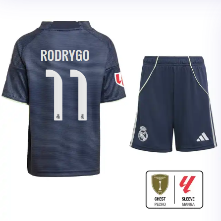 Real Madrid youth away jersey set 2526 navy blue – rodrygo – 11 – la liga  intercontinental Kits - Authentic Fan Merchandise