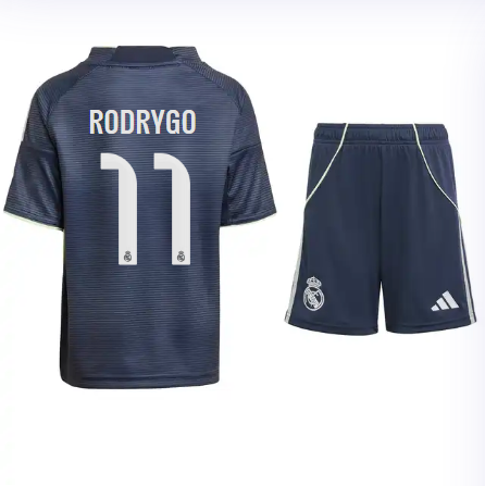 Real Madrid youth away jersey set 2526 navy blue – rodrygo – 11 Kits - Authentic Fan Merchandise