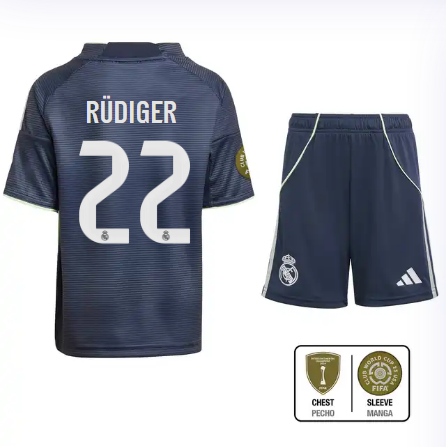 Real Madrid youth away jersey set 2526 navy blue – rüdiger – 22 – club world cup  intercontinental Kits - Authentic Fan Merchandise