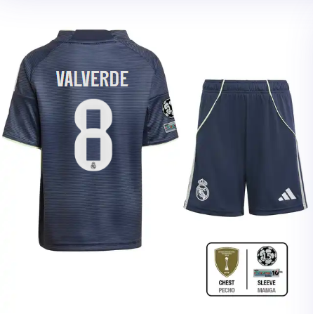 Real Madrid youth away jersey set 2526 navy blue – valverde – 8 – champions league  intercontinental Kits - Authentic Fan Merchandise