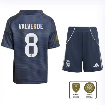 Real Madrid youth away jersey set 2526 navy blue – valverde – 8 – club world cup  intercontinental Kits - Authentic Fan Merchandise