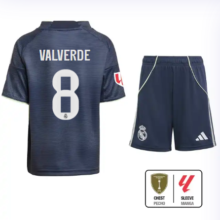 Real Madrid youth away jersey set 2526 navy blue – valverde – 8 – la liga  intercontinental Kits - Authentic Fan Merchandise
