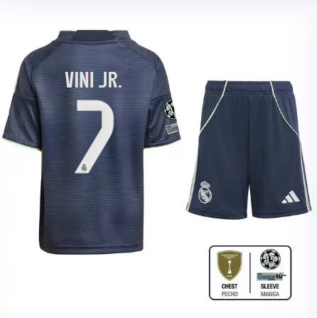 Real Madrid youth away jersey set 2526 navy blue – vini jr. – 7 – champions league  intercontinental Kits - Authentic Fan Merchandise