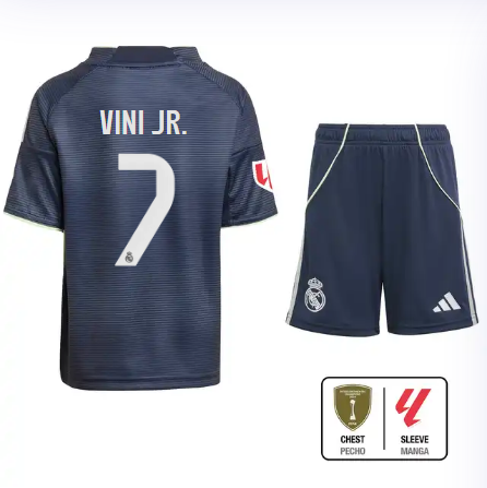 Real Madrid youth away jersey set 2526 navy blue – vini jr. – 7 – la liga  intercontinental Kits - Authentic Fan Merchandise