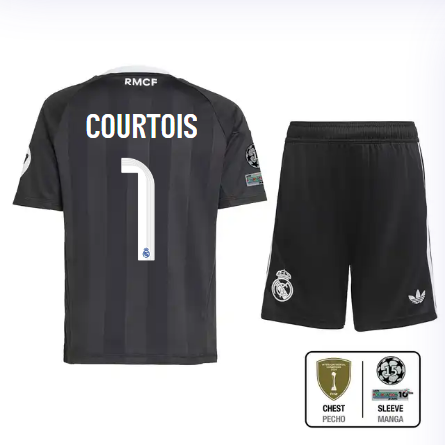 Real Madrid youth goalkeeper jersey 2526 black – courtois – 1 – champions league  intercontinental Kits - Authentic Fan Merchandise