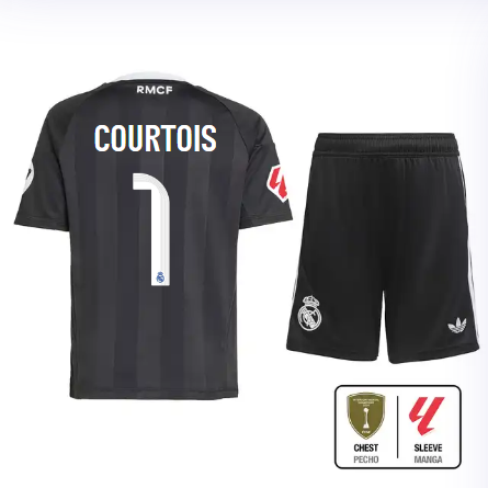 Real Madrid youth goalkeeper jersey 2526 black – courtois – 1 – la liga  intercontinental Kits - Authentic Fan Merchandise