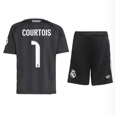 Real Madrid youth goalkeeper jersey 2526 black – courtois – 1 Kits - Authentic Fan Merchandise