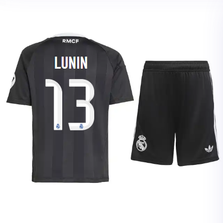 Real Madrid youth goalkeeper jersey 2526 black – lunin – 13 Kits - Authentic Fan Merchandise
