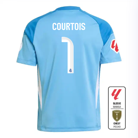 Real Madrid youth goalkeeper jersey 2526 blue – courtois – 1 – la liga  intercontinental Kits - Authentic Fan Merchandise