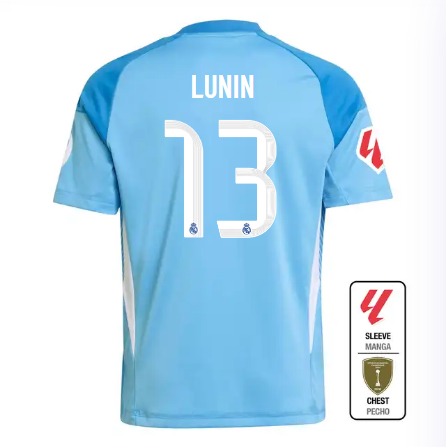 Real Madrid youth goalkeeper jersey 2526 blue – lunin – 13 – la liga  intercontinental Kits - Authentic Fan Merchandise