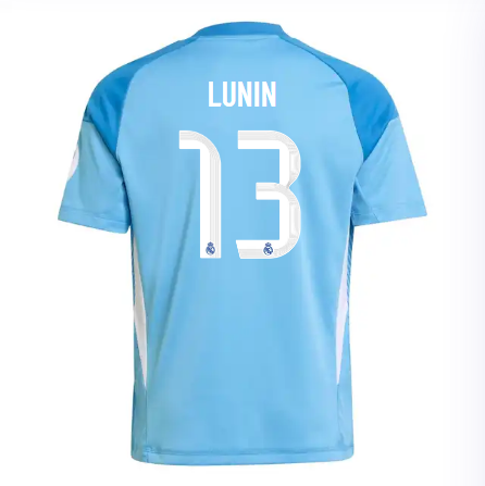 Real Madrid youth goalkeeper jersey 2526 blue – lunin – 13 Kits - Authentic Fan Merchandise
