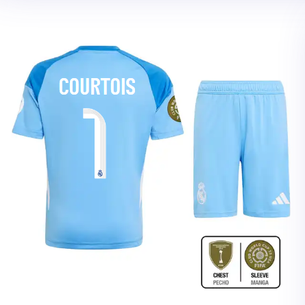 Real Madrid youth goalkeeper jersey set 2526 blue – courtois – 1 – club world cup  intercontinental Kits - Authentic Fan Merchandise
