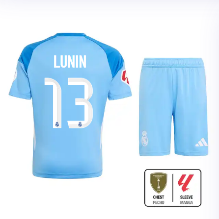 Real Madrid youth goalkeeper jersey set 2526 blue – lunin – 13 – la liga  intercontinental Kits - Authentic Fan Merchandise