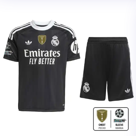 Real Madrid youth goalkeeper jersey uniforms 2526 black – champions league  intercontinental Kits - Authentic Fan Merchandise